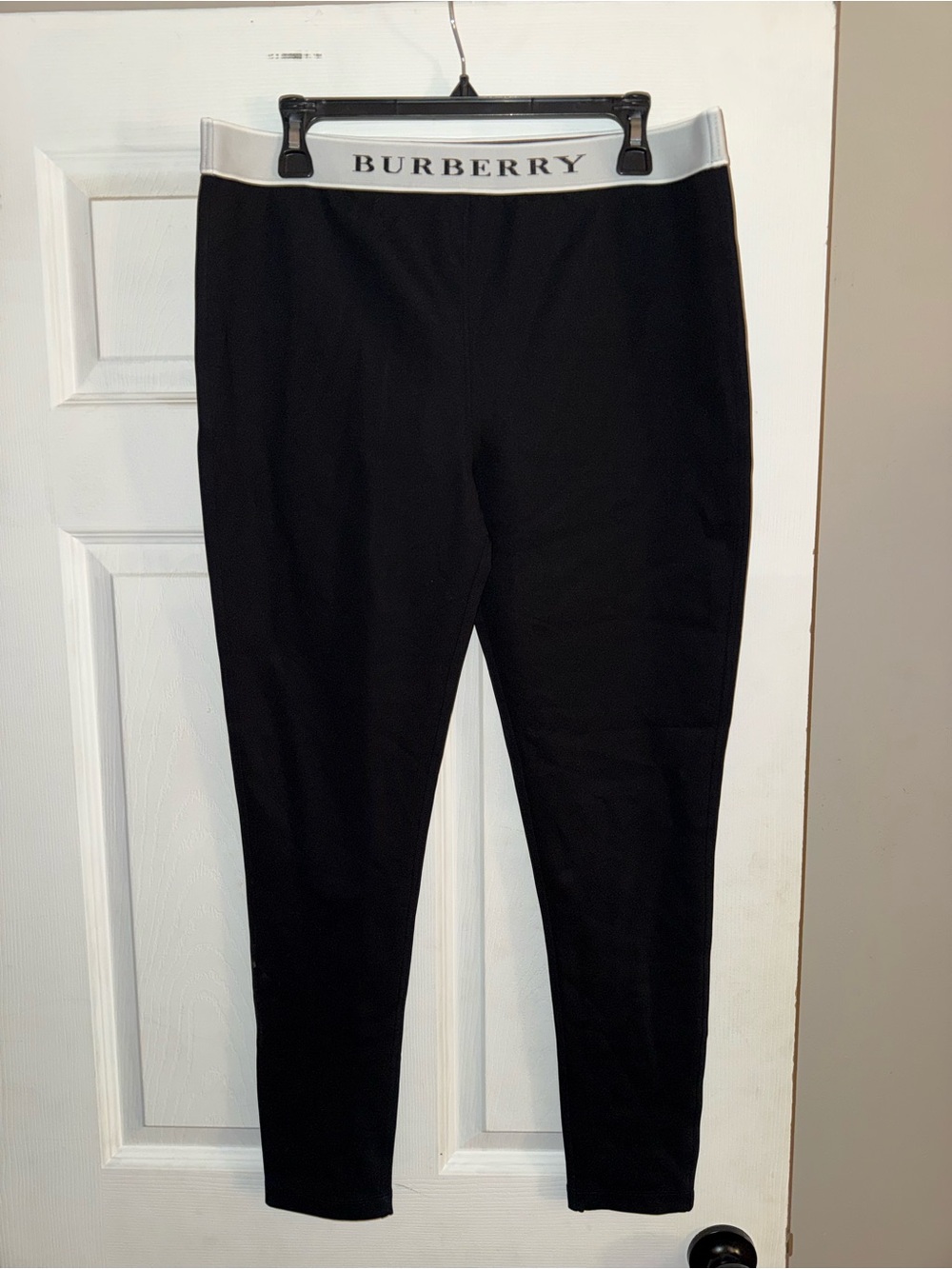 Burberry Black Leggings with White Branded Waistband